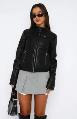 Full Speed PU Biker Jacket Black -whitefox shop 04.05.2328066