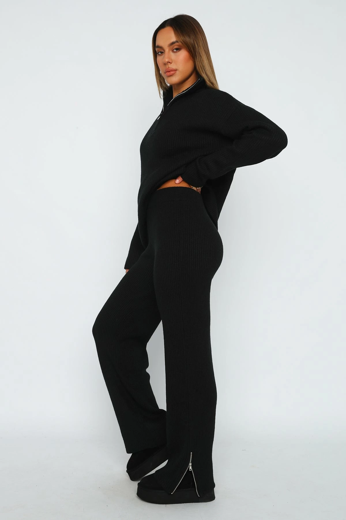 Let's Get Cosy Knit Pants Black 5 Let's Get Cosy Knit Pants Black - Image 3