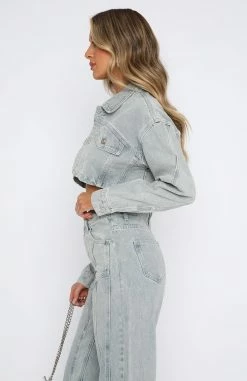 Love You Again Denim Jacket Light Blue Acid Wash -whitefox shop 08.06.2331304