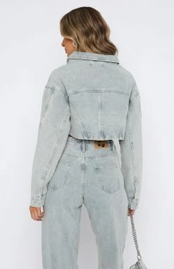 Love You Again Denim Jacket Light Blue Acid Wash -whitefox shop 08.06.2331321