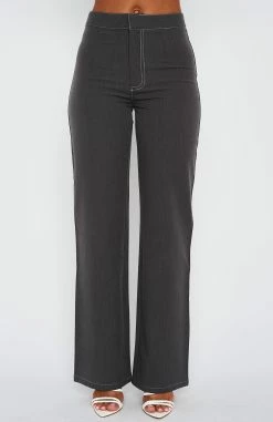 Don't Waste My Time Pants Charcoal -whitefox shop 09.03.232343