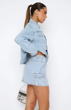 Only Want To Be With You Denim Mini Skirt Light Blue Wash -whitefox shop 11.08.2347632