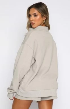 The Highest Demand Zip Front Sweater Taupe -whitefox shop 11.11.21 1159
