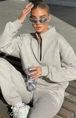 The Highest Demand Zip Front Sweater Taupe -whitefox shop 310828084 657365032407172 8860552655217367178 n