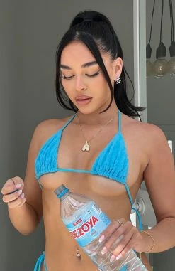 Take Me To The Ocean Bikini Top Blue Terry -whitefox shop 43tfrv