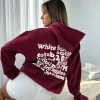 Enough Said Oversized Hoodie Wine -whitefox shop IMG 5446