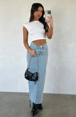 Never Lose Denim Maxi Skirt Vintage Mid Blue