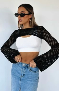 Keep On Walking Knit Bolero Black -whitefox shop KEEP ON WALKING KNIT BOLERO 11.07.23 01