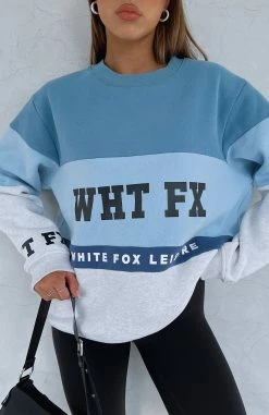 Latest And Greatest Oversized Sweater Dusty Blue -whitefox shop LATEST AND GREATEST OVERSIZED SWEATER 220823 008