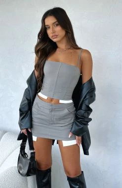 Stay Forever Mini Skirt Grey 13 Stay Forever Mini Skirt Grey -whitefox shop MESS IT UP BUSTIER STAY FOREVER MINI SKIRT 170523 05