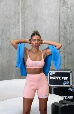 Offstage Ribbed Bike Shorts Apricot Ice -whitefox shop OFFSTAGE CROP OFFSTAGE BIKE SHORTS 05 10 21 0020