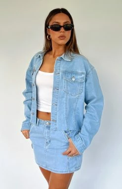 Only Want To Be With You Denim Jacket Light Blue Wash